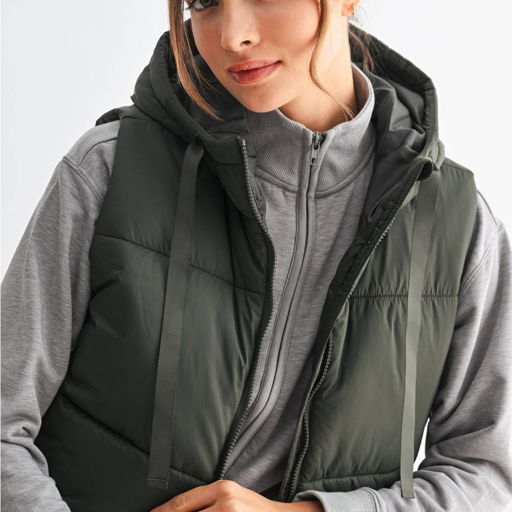 Mono B Dark Green Hooded Vest